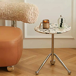 Дизайнерский журнальный стол с круглой столешницей на изогнутых стальных ножках Obafaby варинант исполнения - 1 | Loft Concept в Грозном