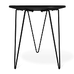 Стол журнальный с круглой столешницей из стекла на 3-х черных ножках Beige Marble варинант исполнения - 4 | Loft Concept в Грозном