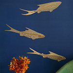 Обои с вышивкой ручной работы Deco Fish Aurum colourway on Caribbean Sea slub silk варинант исполнения - 1 | Loft Concept в Грозном