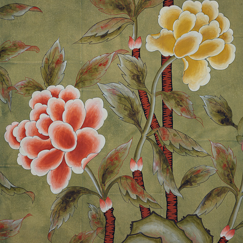 Обои ручная роспись Korean Peony Colourway SC-50 on Edo Cannella India tea paper Обои ручная роспись Korean Peony Colourway SC-50 on Edo Cannella India tea paper в Грозном | Loft Concept