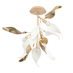 Люстра потолочная с белыми матовыми и золотыми глянцевыми листьями Wintery flovers варинант исполнения - 1 | Loft Concept в Грозном