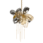 Люстра подвесная со стеклянными плафонами из дымчатого и золотистого с шестью вертикальными подвесками Gilded Mirage  варинант исполнения - 1 | Loft Concept в Грозном