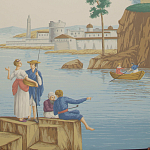 Обои ручная роспись Views of Italy Olive варинант исполнения - 1 | Loft Concept в Грозном