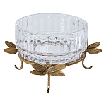 Чаша из прозрачного стекла на бронзовых ножках в виде стрекоз Eden Garden варинант исполнения - 1 | Loft Concept в Грозном