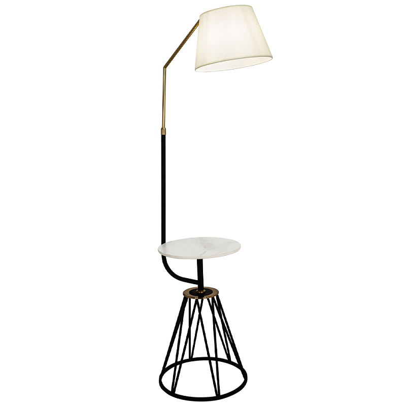 Торшер с абажуром и приставным столом Ottavio Lighting and Furniture Floor Lamp Белый Бежевый Черный Торшер с абажуром и приставным столом Ottavio Lighting and Furniture Floor Lamp Белый Бежевый Черный в Грозном | Loft Concept