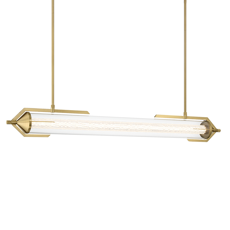 Подвесной светильник линейный золотого цвета с длинной цилиндрической стеклянной трубкой Eurofase Прозрачное Стекло Золотой в Грозном | Loft Concept 