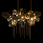 Люстра подвесная с 22-мя гранёными стеклянными плафонами с вертикальными подвесками Gilded Mirage  варинант исполнения - 8 | Loft Concept в Грозном