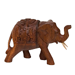 Статуэтка из дерева суар в виде слона в традиционном облачении Little Elephant варинант исполнения - 2 | Loft Concept в Грозном