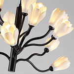 Люстра подвесная черного цвета с ветвями и белыми фарфоровыми цветами Floralis варинант исполнения - 6 | Loft Concept в Грозном