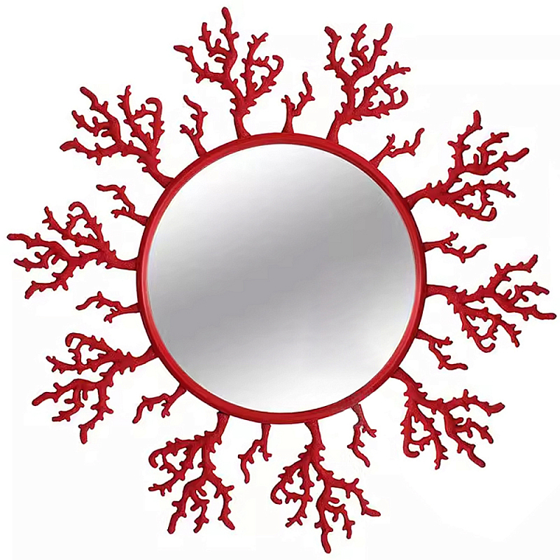 Круглое настенное зеркало Coral Mirror Red Красный Зеркало Круглое настенное зеркало Coral Mirror Red Красный Зеркало в Грозном | Loft Concept
