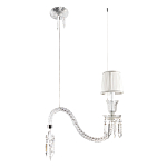 Подвесной светильник с белым текстильным абажуром и изогнутым хрустальным основанием с подвесками Lustre Reverie варинант исполнения - 2 | Loft Concept в Грозном