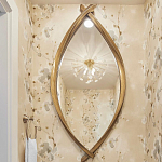 Зеркало овальное в деревянной золотистой раме Oval Gold Lines варинант исполнения - 3 | Loft Concept в Грозном