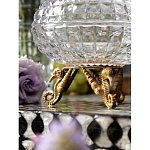 Конфетница прозрачная стеклянная на бронзовых ножках в виде морских коньков с крышкой в виде ракушки Eden Garden варинант исполнения - 5 | Loft Concept в Грозном