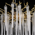 Люстра золотого цвета с декоративными ветками и длинными прозрачными стеклянными подвесами в форме сосулек Droplet Chandelier варинант исполнения - 10 | Loft Concept в Грозном