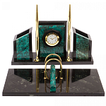 Настольный письменный набор из змеевика с часами Successful Leader варинант исполнения - 1 | Loft Concept в Грозном