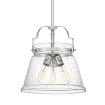 Подвесной светильник с прозрачным стеклянным плафоном в форме колокола с эффектом пузырьков и тремя лампами Quoizel варинант исполнения - 1 | Loft Concept в Грозном