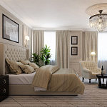 Кровать двуспальная бежевая с основанием из массива дерева с мягким изголовьем Flax Beds варинант исполнения - 4 | Loft Concept в Грозном