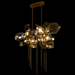 Люстра подвесная с 18-ю стеклянными плафонами с вертикальными подвесками Gilded Mirage  варинант исполнения - 6 | Loft Concept в Грозном