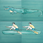 Плитка с узором Крокодил байдарочник варинант исполнения - 1 | Loft Concept в Грозном