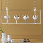 Люстра белая прямоугольная с абажурами в виде цветков тюльпана White Tulips варинант исполнения - 8 | Loft Concept в Грозном