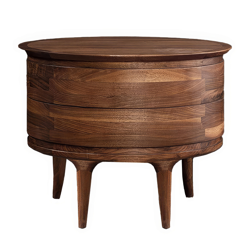 Прикроватный столик из дерева с 2-мя ящиками Moon Walnut Furniture Орех Прикроватный столик из дерева с 2-мя ящиками Moon Walnut Furniture Орех в Грозном | Loft Concept