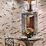 Обои ручная роспись Fishes Blue Pearl on Tarnished Silver gilded silk with pearlescent antiquing варинант исполнения - 1 | Loft Concept в Грозном