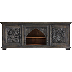 Деревянная ТВ-тумба из массива манго с резьбой Essua Grey Mango TV stand варинант исполнения - 1 | Loft Concept в Грозном