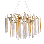 Люстра подвесная золотого цвета с разветвленными ветвями и прозрачными стеклянными подвесками Droplet Chandelier варинант исполнения - 1 | Loft Concept в Грозном