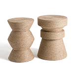 Приставной стол с отделкой из джута Juti D35 см варинант исполнения - 5 | Loft Concept в Грозном