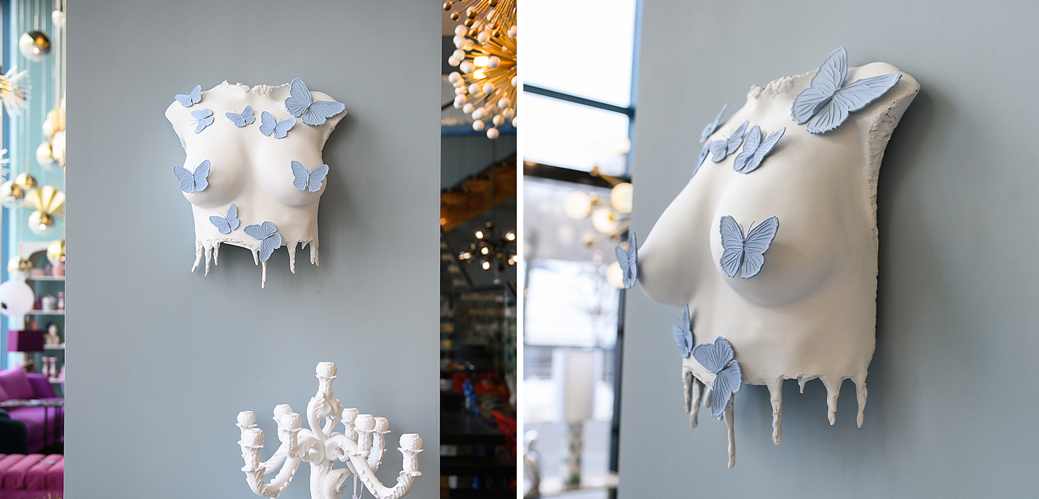 Аксессуар на стену Sculpture Female Torso Butterflies Аксессуар на стену Sculpture Female Torso Butterflies - Loft-Concept в Грозном