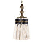 Подвесной светильник с подвесом из деревянных бусин и абажуром из кисточек Аmbiance варинант исполнения - 1 | Loft Concept в Грозном