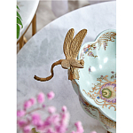 Чаша из голубого фарфора на бронзовых ножках с рисунком цветов и фигурками стрекоз Blue Garden варинант исполнения - 5 | Loft Concept в Грозном