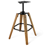 Барный стул со спинкой и металлической подставкой на 4-х деревянных ножках Бежевый Велюр Vendramin Chair варинант исполнения - 8 | Loft Concept в Грозном