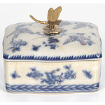 Фарфоровая шкатулка с бронзовой стрекозой Blue and White варинант исполнения - 3 | Loft Concept в Грозном