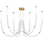Люстра подвесная с 6-ю изогнутыми плафонами и белыми декоративными шариками PEARLS Suspension варинант исполнения - 1 | Loft Concept в Грозном