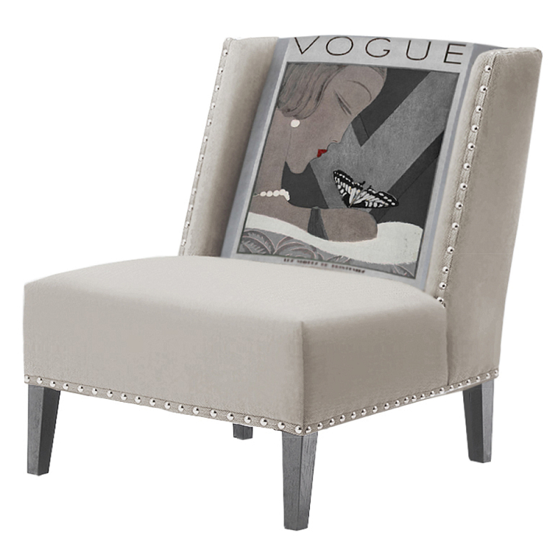 FUN Armchair  Vogui II Beige Дизайнерское кресло с цветным принтом Бежево-серый в Грозном | Loft Concept 