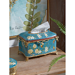 Салфетница прямоугольная голубого цвета с цветами и бабочками Blue Garden варинант исполнения - 3 | Loft Concept в Грозном