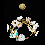 Люстра круглая на золотом каркасе с птичками и цветочным декором Miscellaneous herbs варинант исполнения - 8 | Loft Concept в Грозном