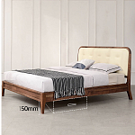 Кровать двуспальная с каркасом из дерева и мягким изголовьем Moon Walnut Bed варинант исполнения - 6 | Loft Concept в Грозном