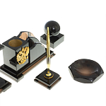 Настольный письменный набор с часами из природного камня обсидиана National Еmblem варинант исполнения - 5 | Loft Concept в Грозном