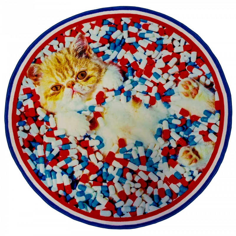 Ковер Seletti Round Rug Cat Мульти Ковер Seletti Round Rug Cat Мульти в Грозном | Loft Concept
