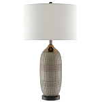 Настольная лампа керамическая с тканевым цилиндрическим абажуром Bullet варинант исполнения - 2 | Loft Concept в Грозном