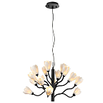 Люстра подвесная черного цвета с ветвями и белыми фарфоровыми цветами Floralis варинант исполнения - 4 | Loft Concept в Грозном
