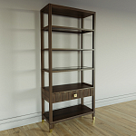 Стеллаж Elsa Dreams Walnut со стеклянными полками и ящиком варинант исполнения - 1 | Loft Concept в Грозном