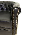 Кресло кожаное с мягкими подлокотниками на 4-х деревянных ножках Logan Leather Armchair black 2 варинант исполнения - 2 | Loft Concept в Грозном