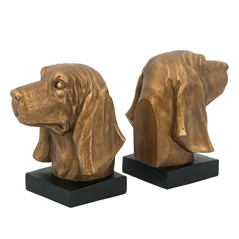 Держатель для книг с бронзовыми фигурками головы собаки Dog Elegance Бронза Черный Держатель для книг с бронзовыми фигурками головы собаки Dog Elegance Бронза Черный в Грозном | Loft Concept