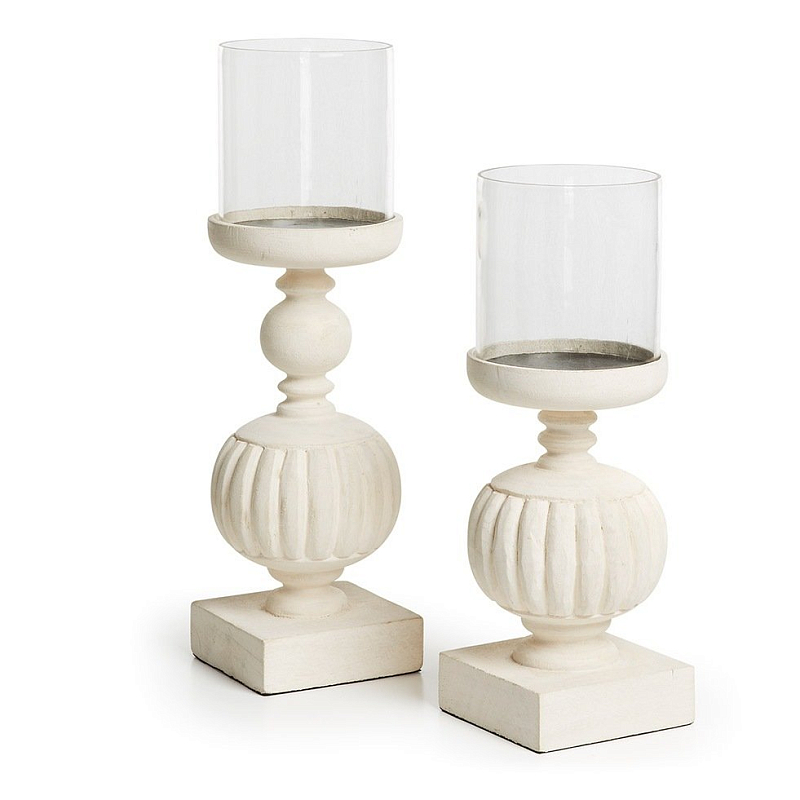 Комплект из 2-х подсвечников Pedestals Белый винтажная патина Комплект из 2-х подсвечников Pedestals Белый винтажная патина в Грозном | Loft Concept