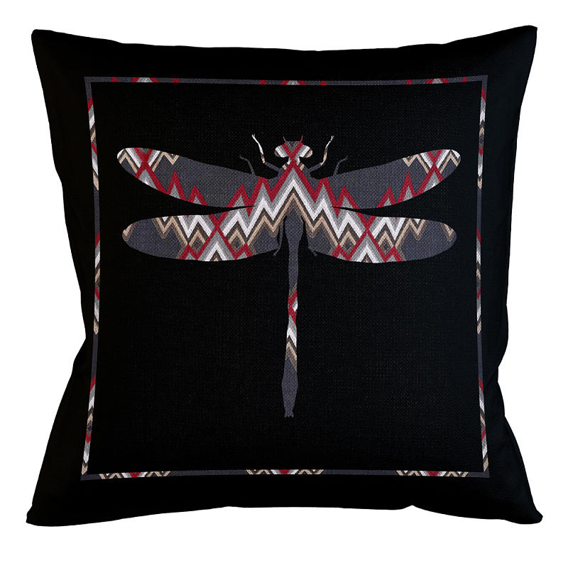 Подушка декоративная стрекоза цветной орнамент Ikat Pattern Мульти Бежевый Черный Подушка декоративная стрекоза цветной орнамент Ikat Pattern Мульти Бежевый Черный в Грозном | Loft Concept