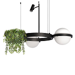 Подвесной светильник с 2-мя шарообразными плафонами и цилиндрическим спотом Light of Еyes варинант исполнения - 1 | Loft Concept в Грозном