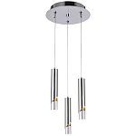 Подвесной светильник Metal Acrylic Tube Trio Chrome Hanging Lamp варинант исполнения - 2 | Loft Concept в Грозном